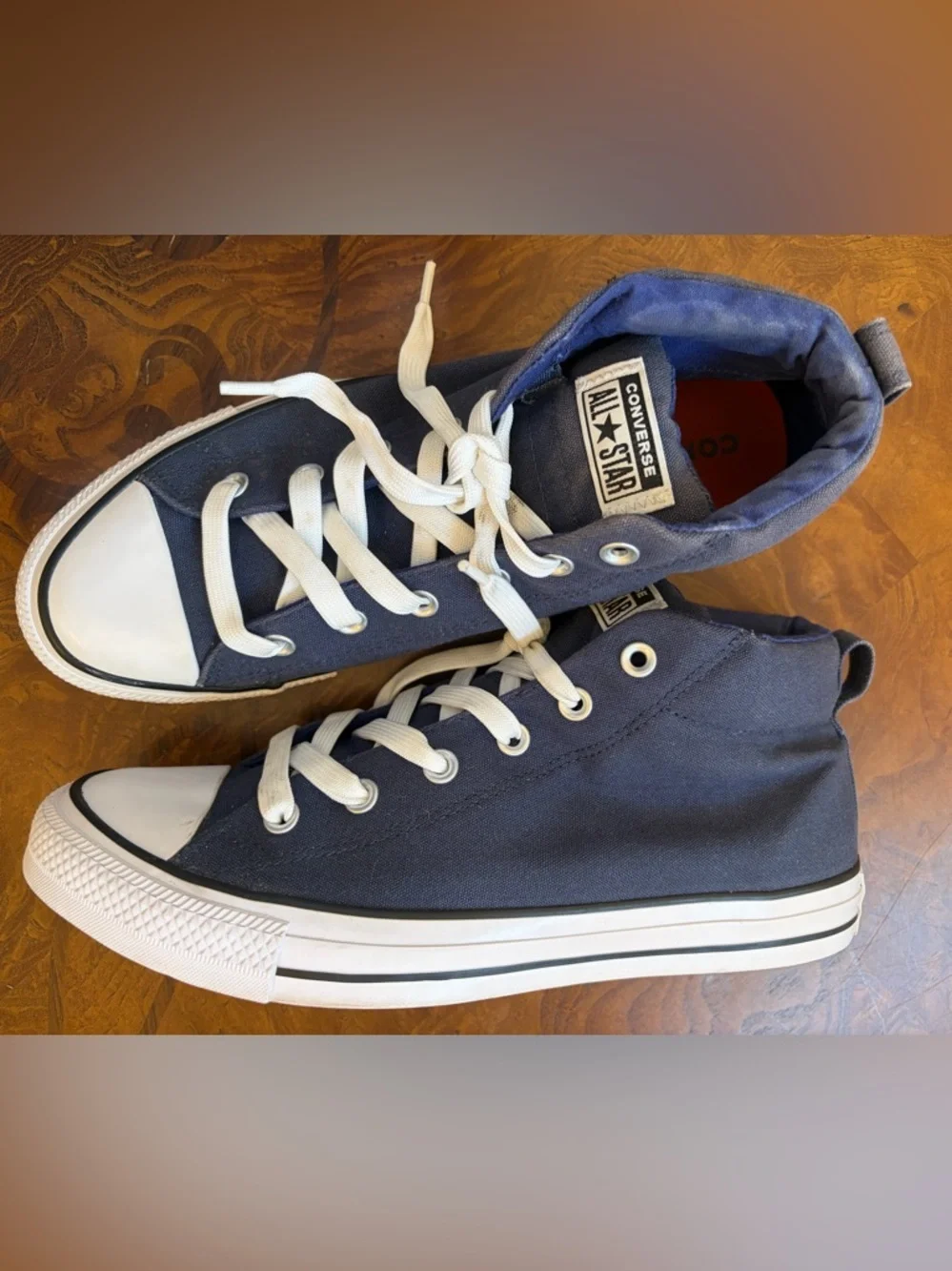Converse Navy and White High-Top Sneakers - Picture 6 of 10